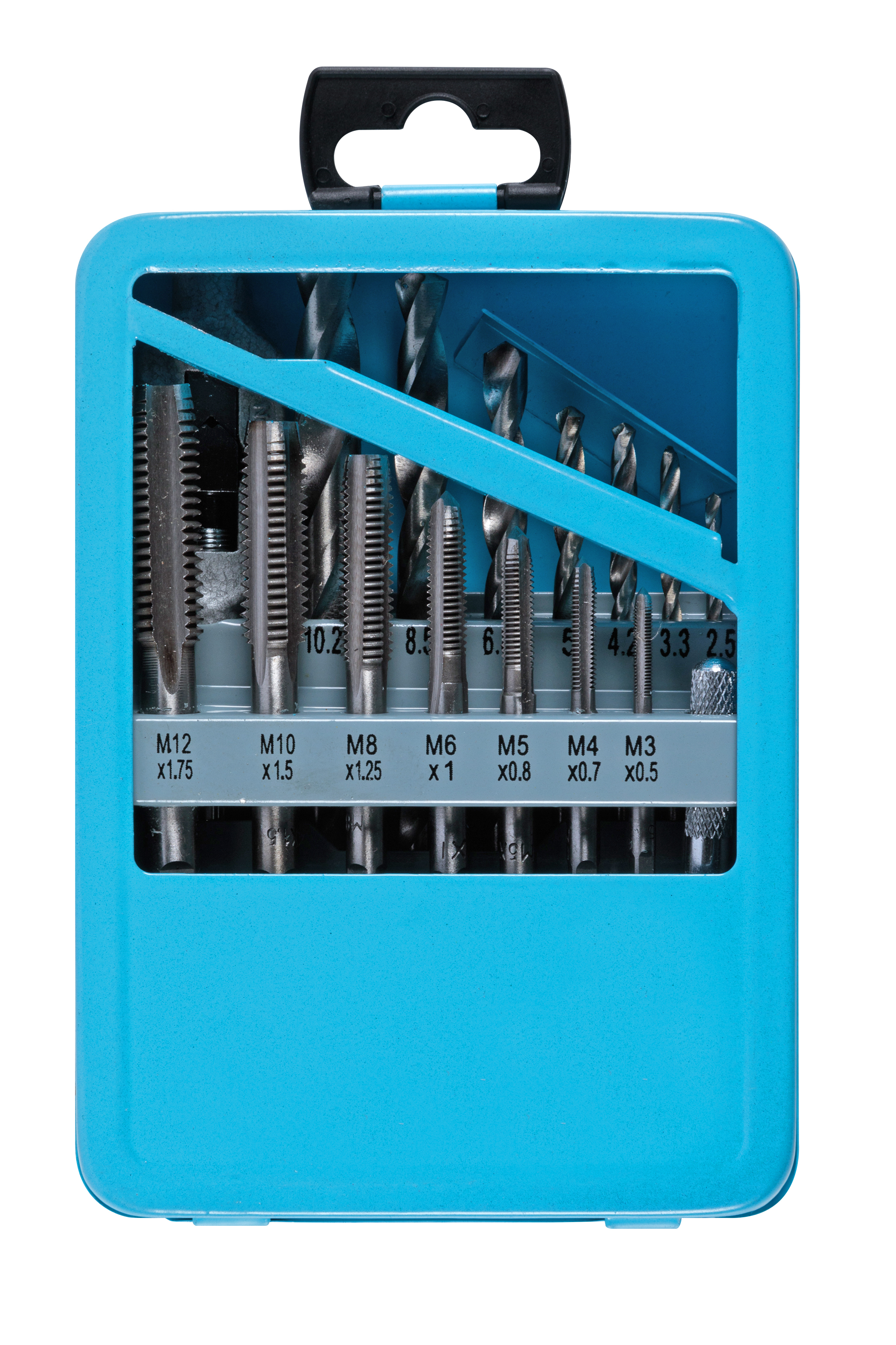 BlueSpot 15pc Drill and Tap Set M3-M12 2.5-10.2mm Thread Repair Metric - Image 2