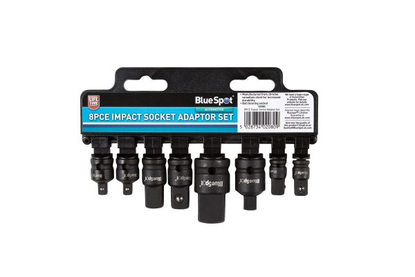 BlueSpot 8pc Chrome Vanadium Impact Socket Adaptor Set (1/4″, 3/4″)