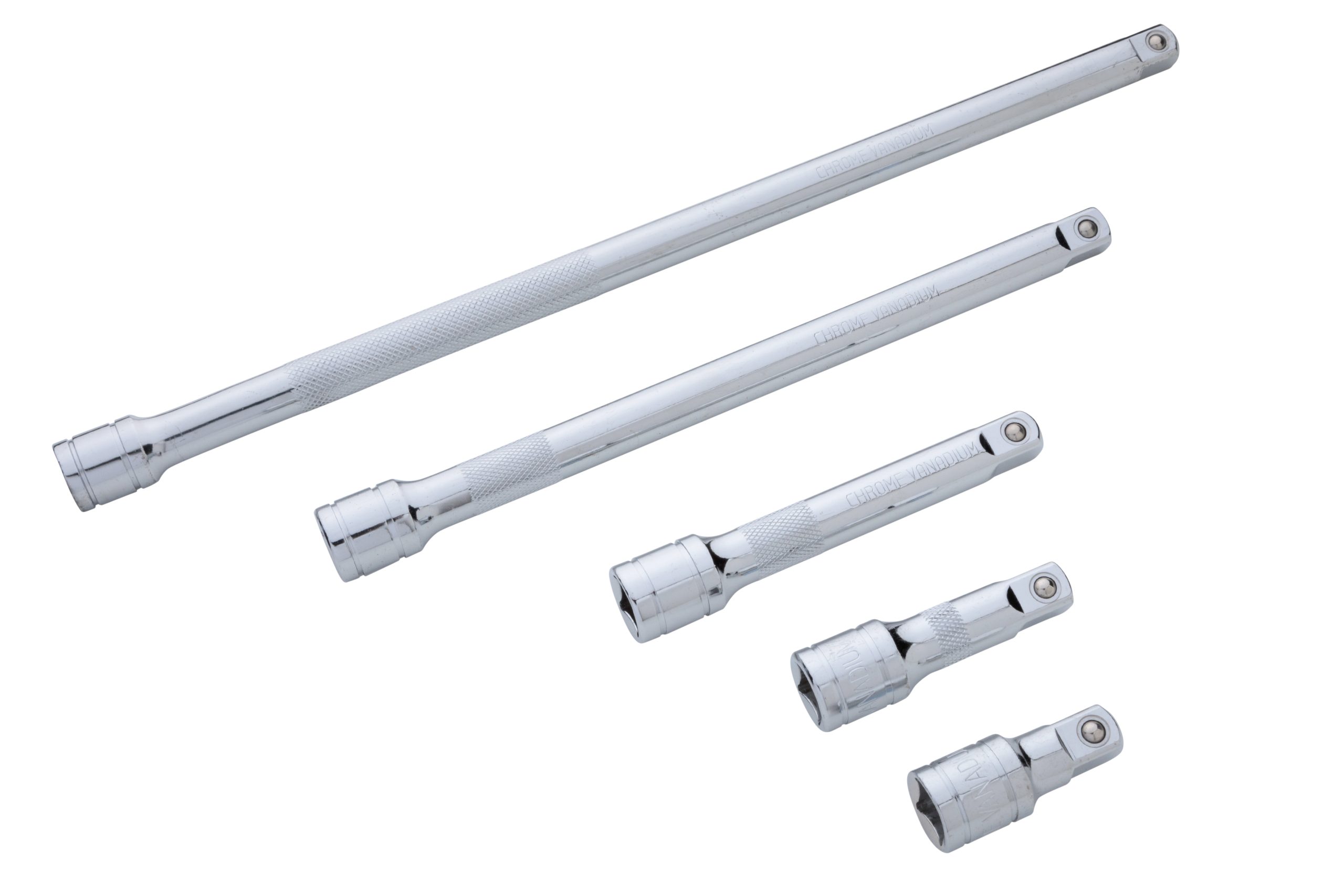 BlueSpot 5pc 1/2" Extension Bar Set Chrome Vanadium Knurled Grip Spring Ball - Image 2