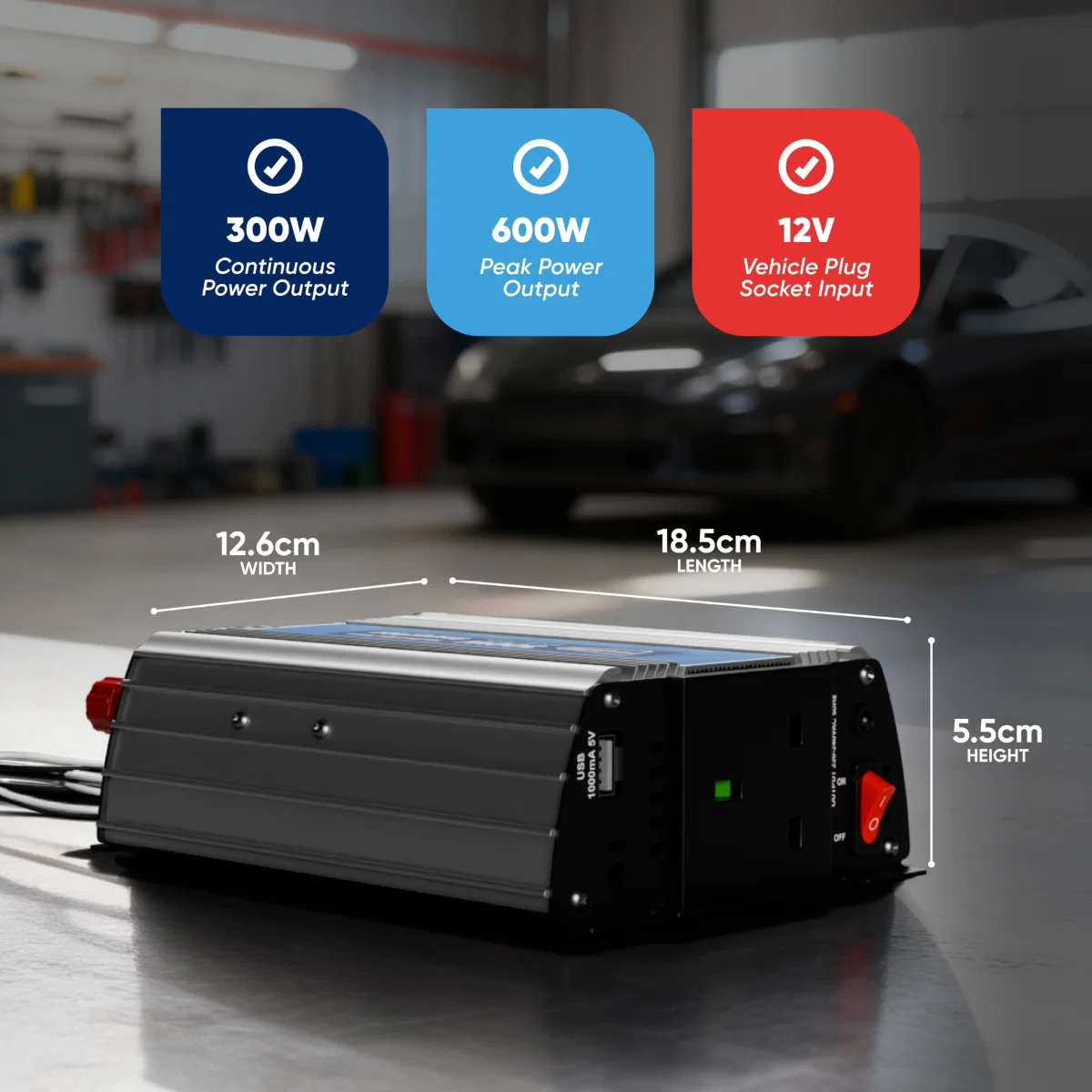 Streetwize 300W 600W Peak Power Inverter 12V 240V Car Van - Image 2