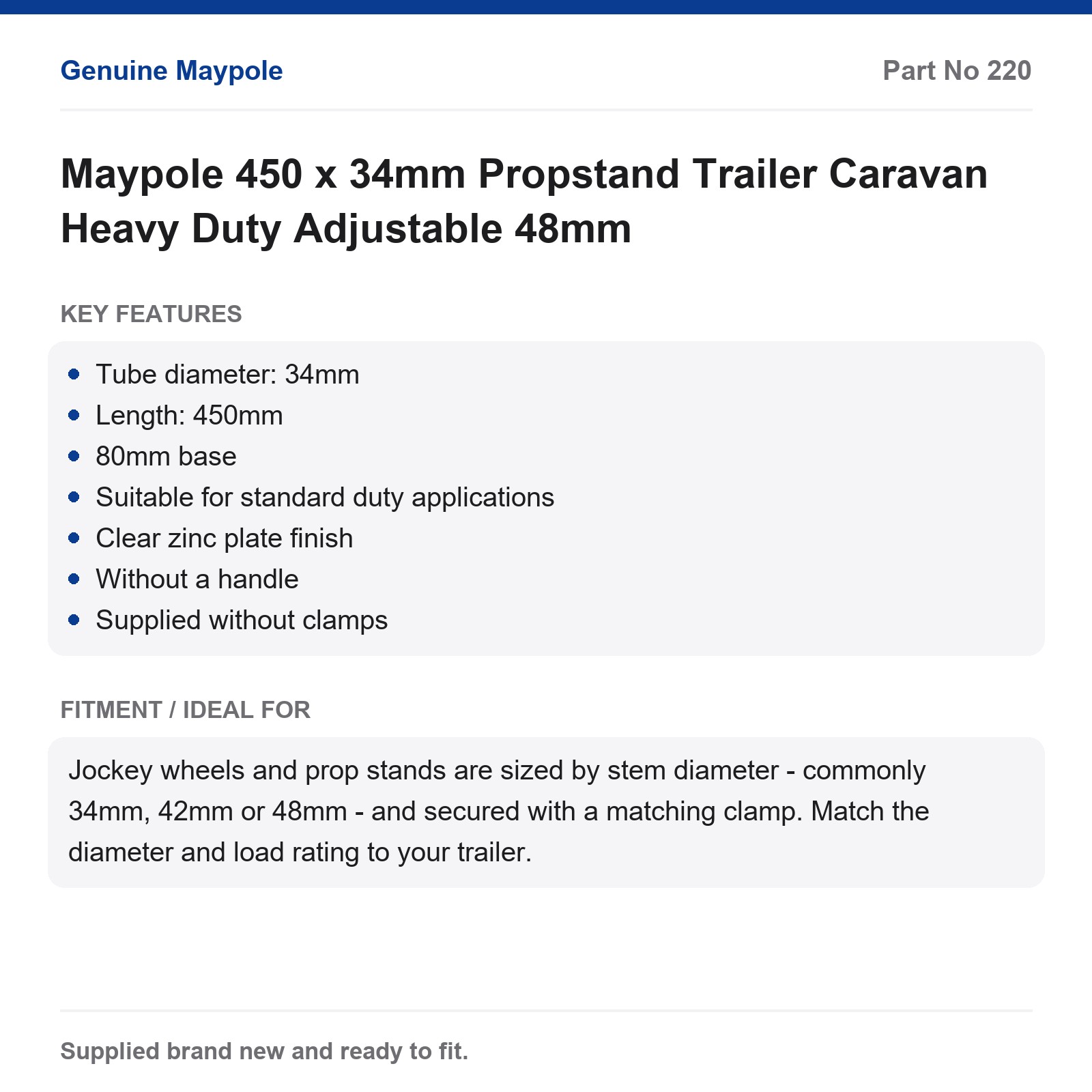 Maypole Propstand 450mm 34mm Adjustable Trailer Caravan - Image 4