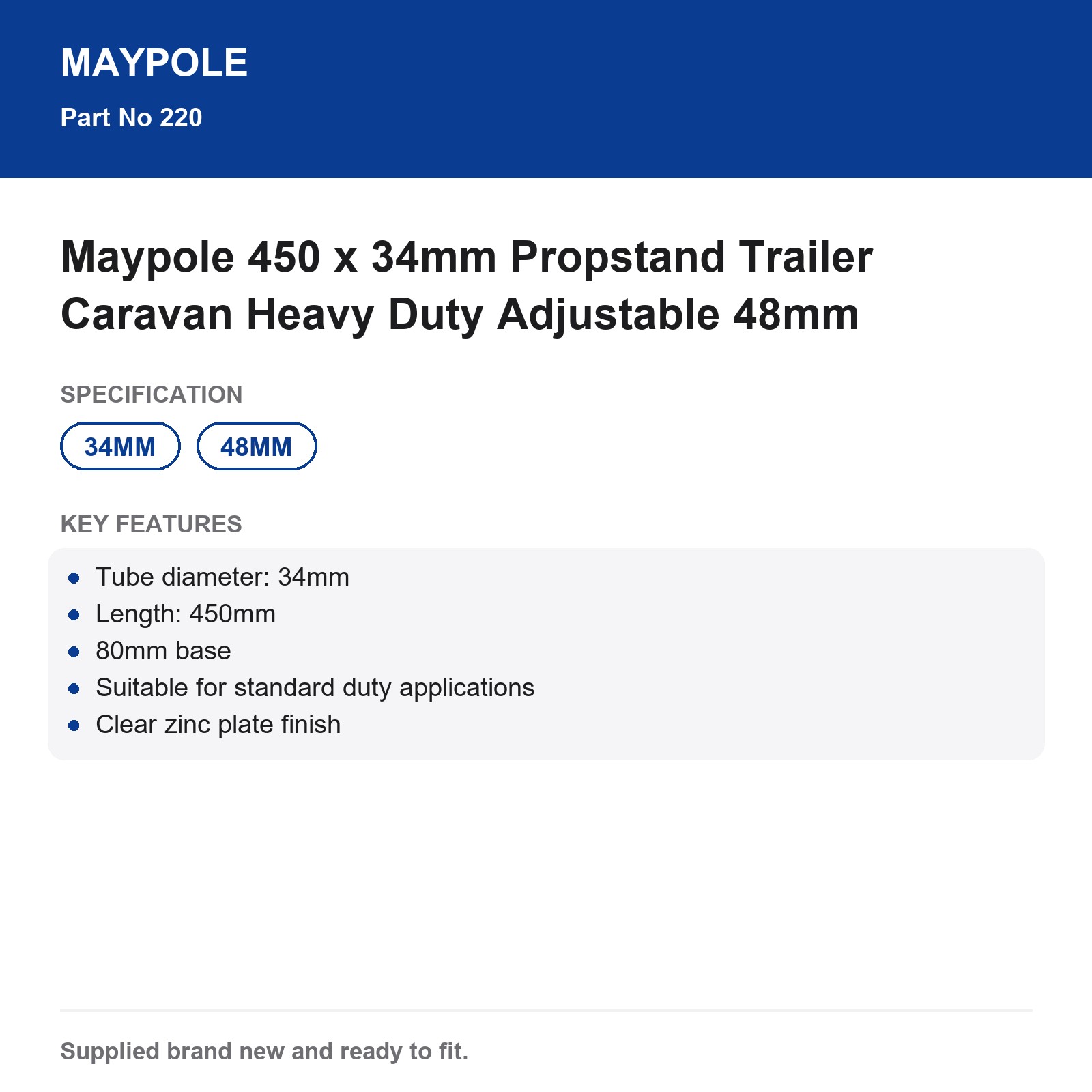 Maypole Propstand 450mm 34mm Adjustable Trailer Caravan - Image 5