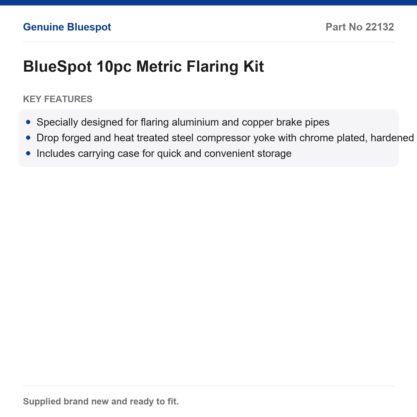 Bluespot Metric Flaring Kit 10pc Aluminum Copper Brake Pipe Case - Image 3