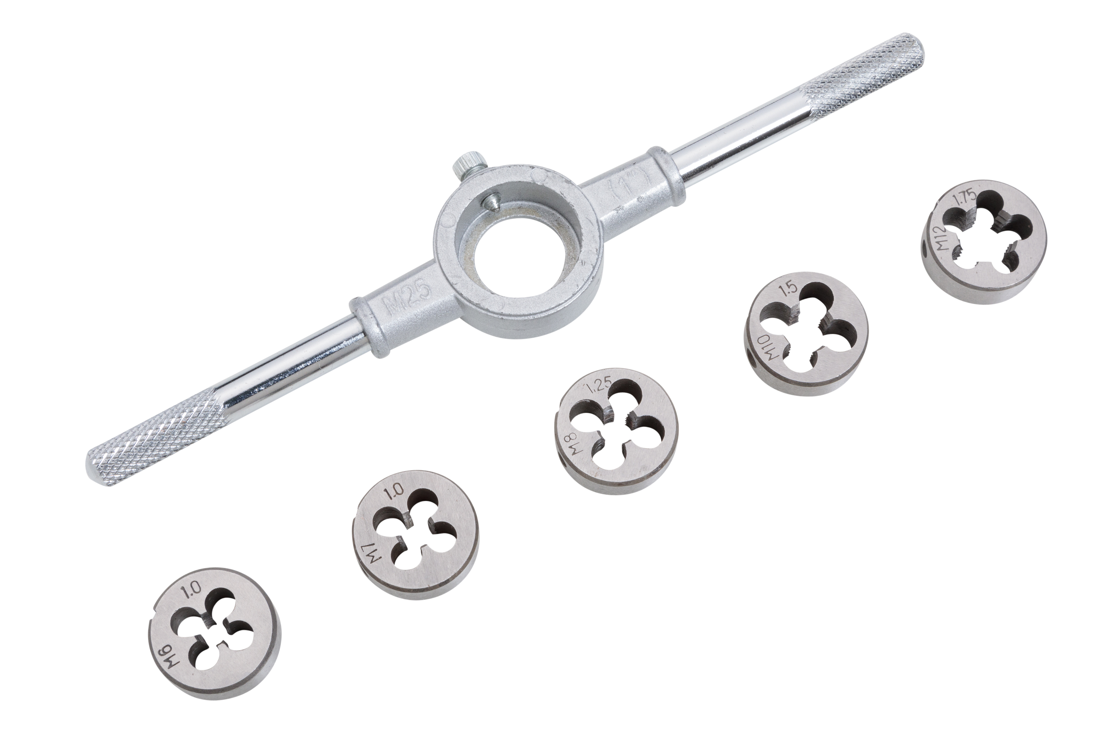 Blue Spot Tools 6pc M6-M12 Alloy Steel Die Set Hand Tool & Holder Thread Cutting - Image 2