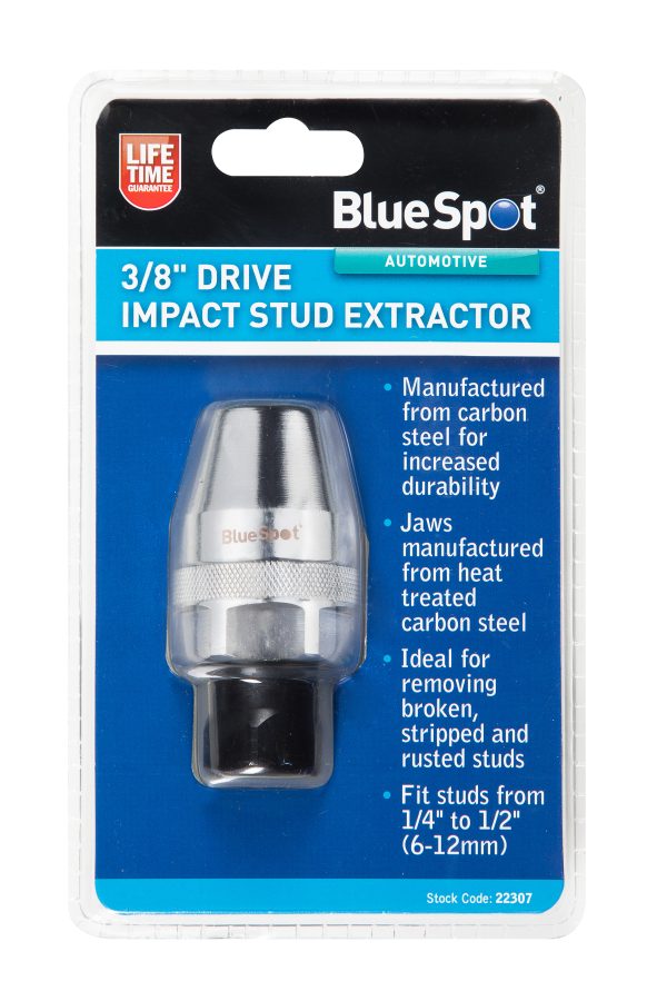 BlueSpot 3/8″ Impact Stud Extractor 1/4-1/2″ Cr-Mo Jaws Air Wrench Broken Studs