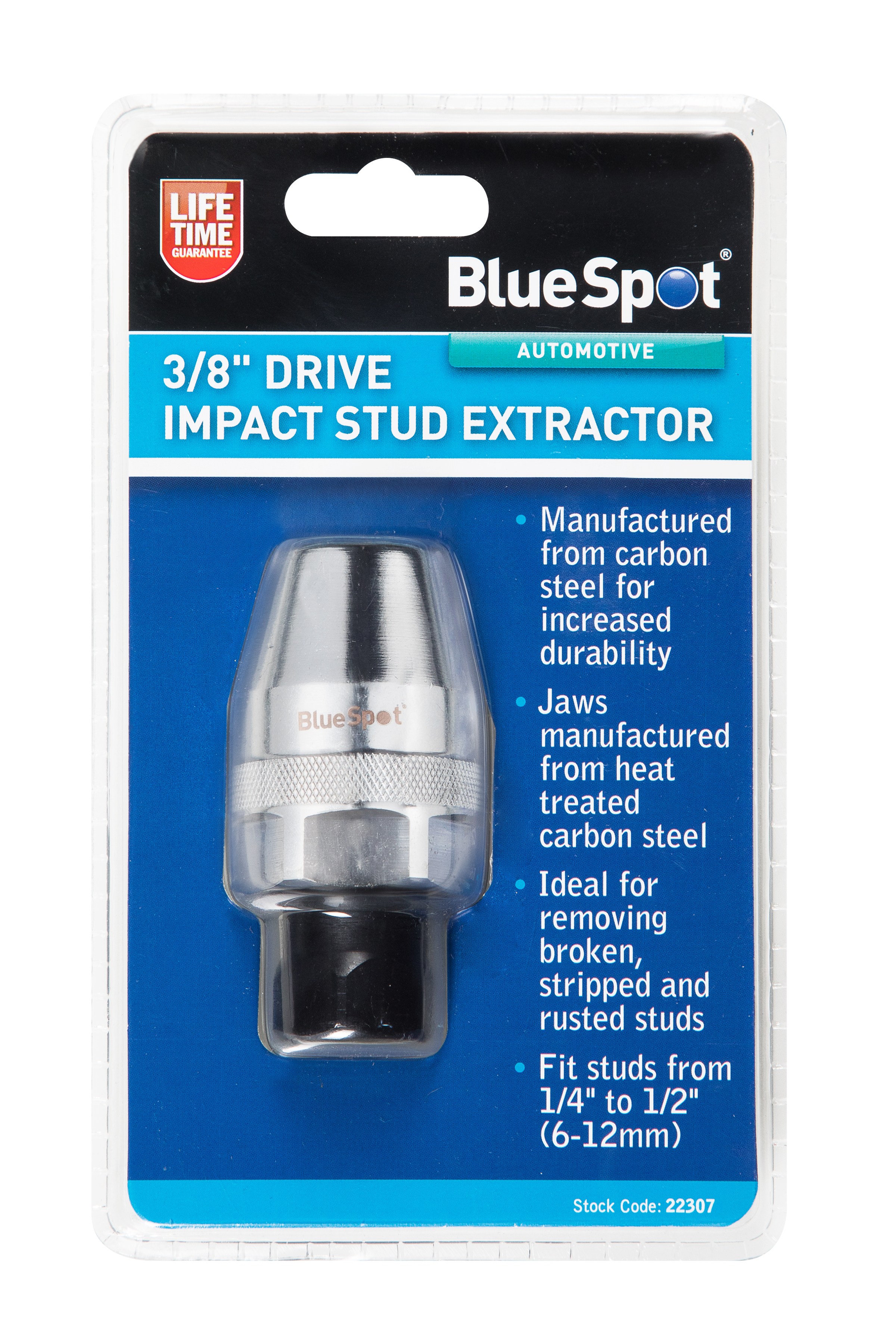 BlueSpot 3/8″ Impact Stud Extractor 1/4-1/2″ Cr-Mo Jaws Air Wrench Broken Studs