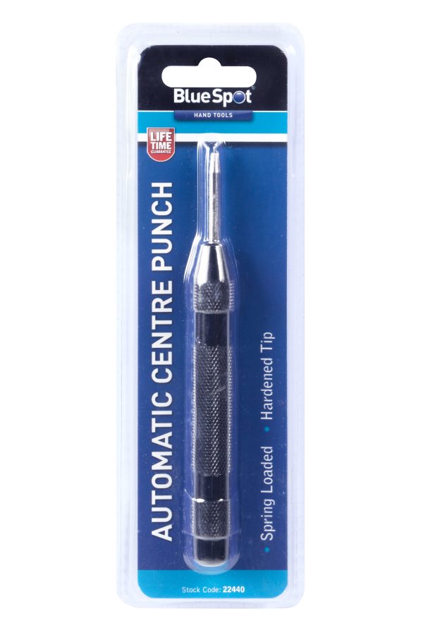 Bluespot Automatic Centre Punch Spring Loaded Hardened Tip for Metal