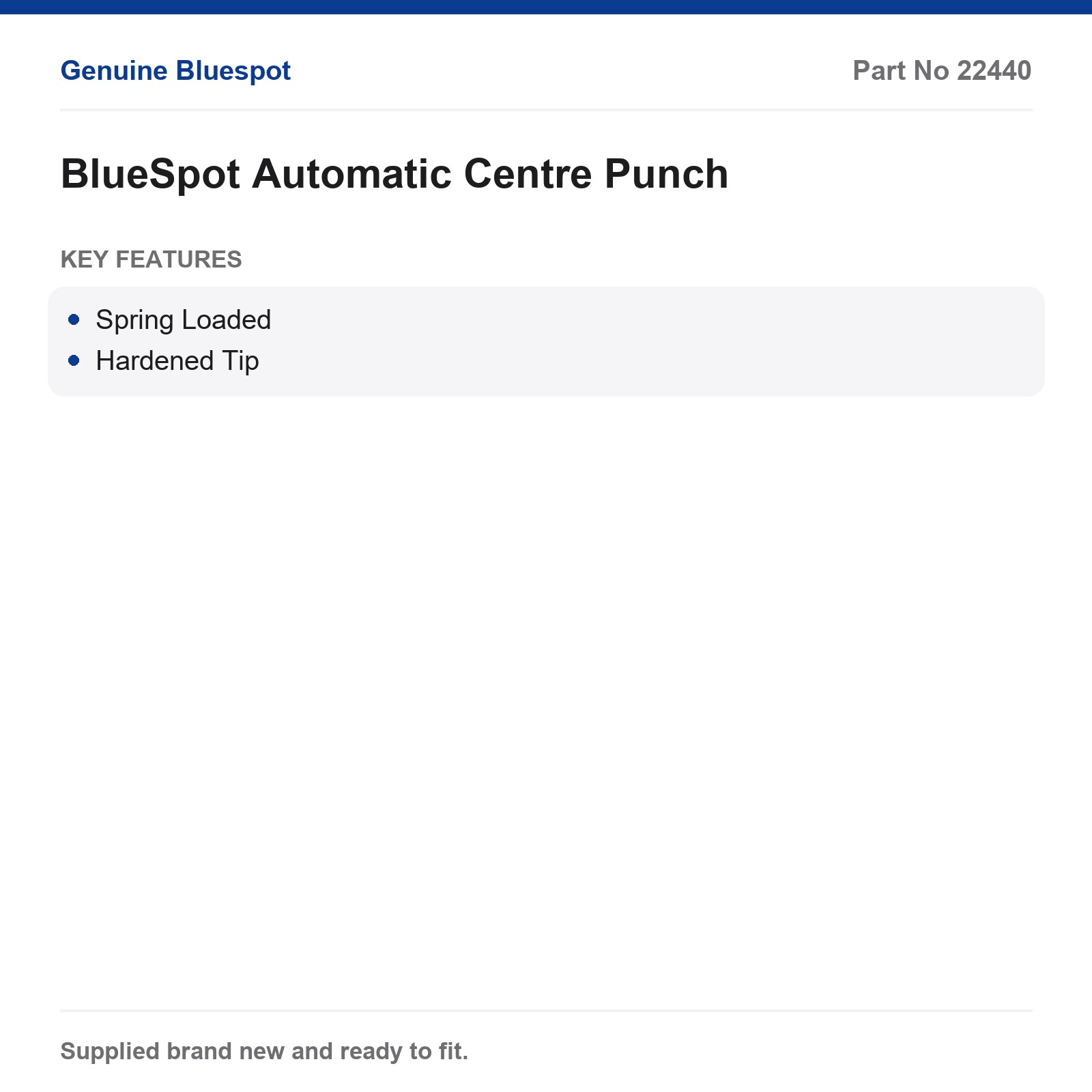 Bluespot Automatic Centre Punch Spring Loaded Hardened Tip for Metal - Image 3