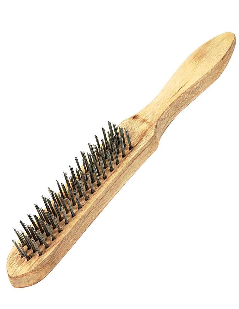 BlueSpot Tools 4 Row Wire Brush Zinc Plated Solid Wooden Handle