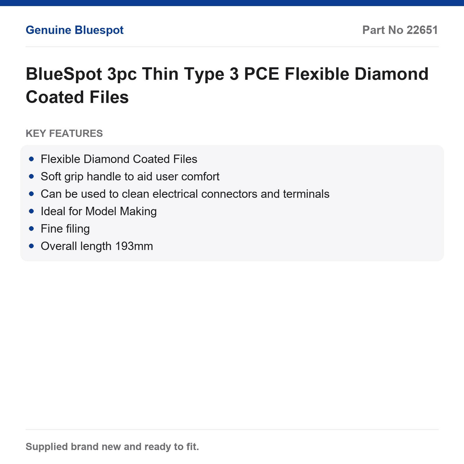 BlueSpot 3pc Diamond Coated Flexible Files Thin Type Model Making - Image 3