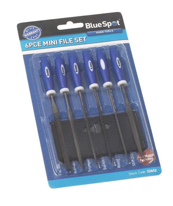BlueSpot Mini File Set 6 Piece 150mm (6″) Soft Grip Pouch Detail