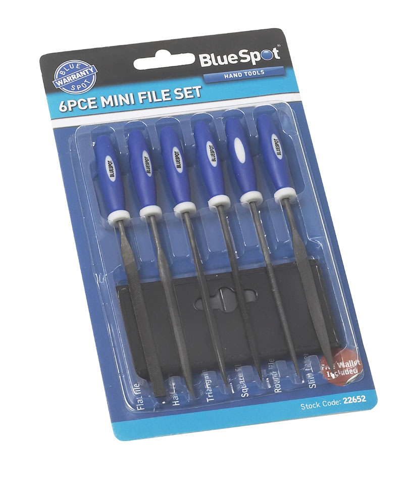 BlueSpot Mini File Set 6 Piece 150mm (6″) Soft Grip Pouch Detail
