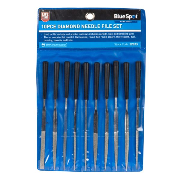 BlueSpot 10pc Assorted Diamond Needle File Set Hard Metal Glass Ceramic