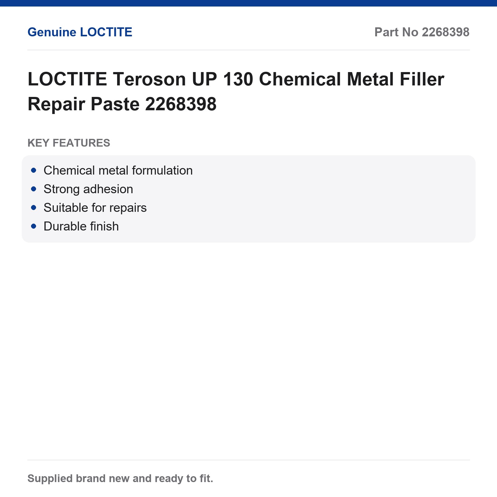 LOCTITE Teroson UP 130 Body Filler Chemical Metal Repair Paste 2268398 - Image 2