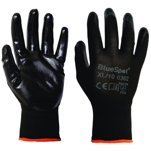 BlueSpot Nitrile Grip Gloves XL Size 10 EN388 Anti-Bacterial