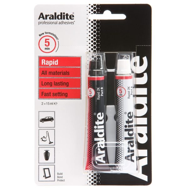 Araldite Rapid Steel 2x15ml High Strength Epoxy Adhesive Glue Metal Repair
