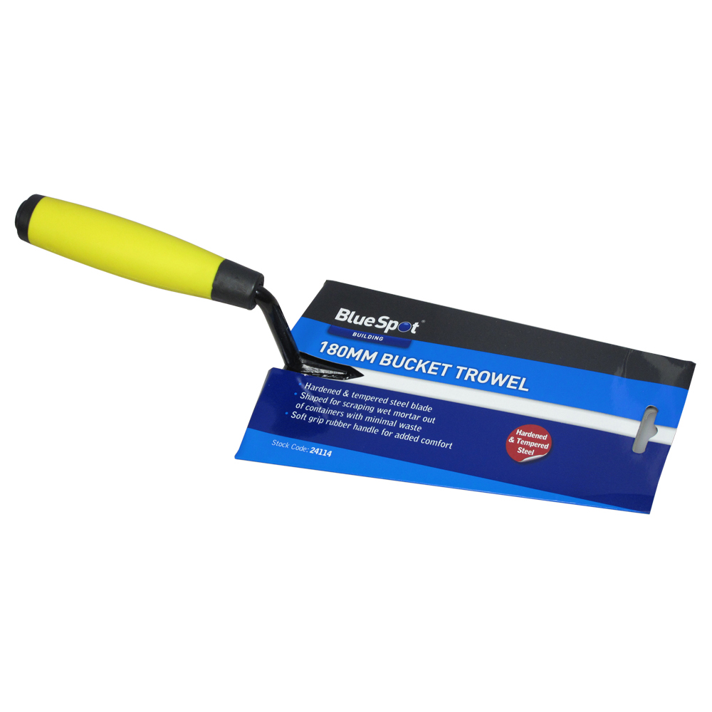 Bluespot Mortar Bucket Trowel 180mm 7″ Soft Grip Hardened Steel