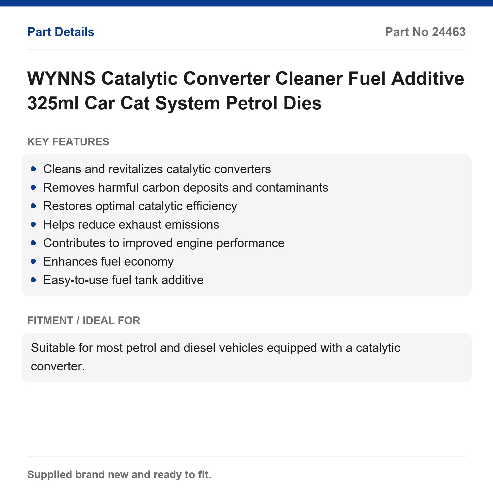 WYNNS Catalytic Converter Cleaner Fuel Additive 325ml Car Petrol Diesel - Image 2