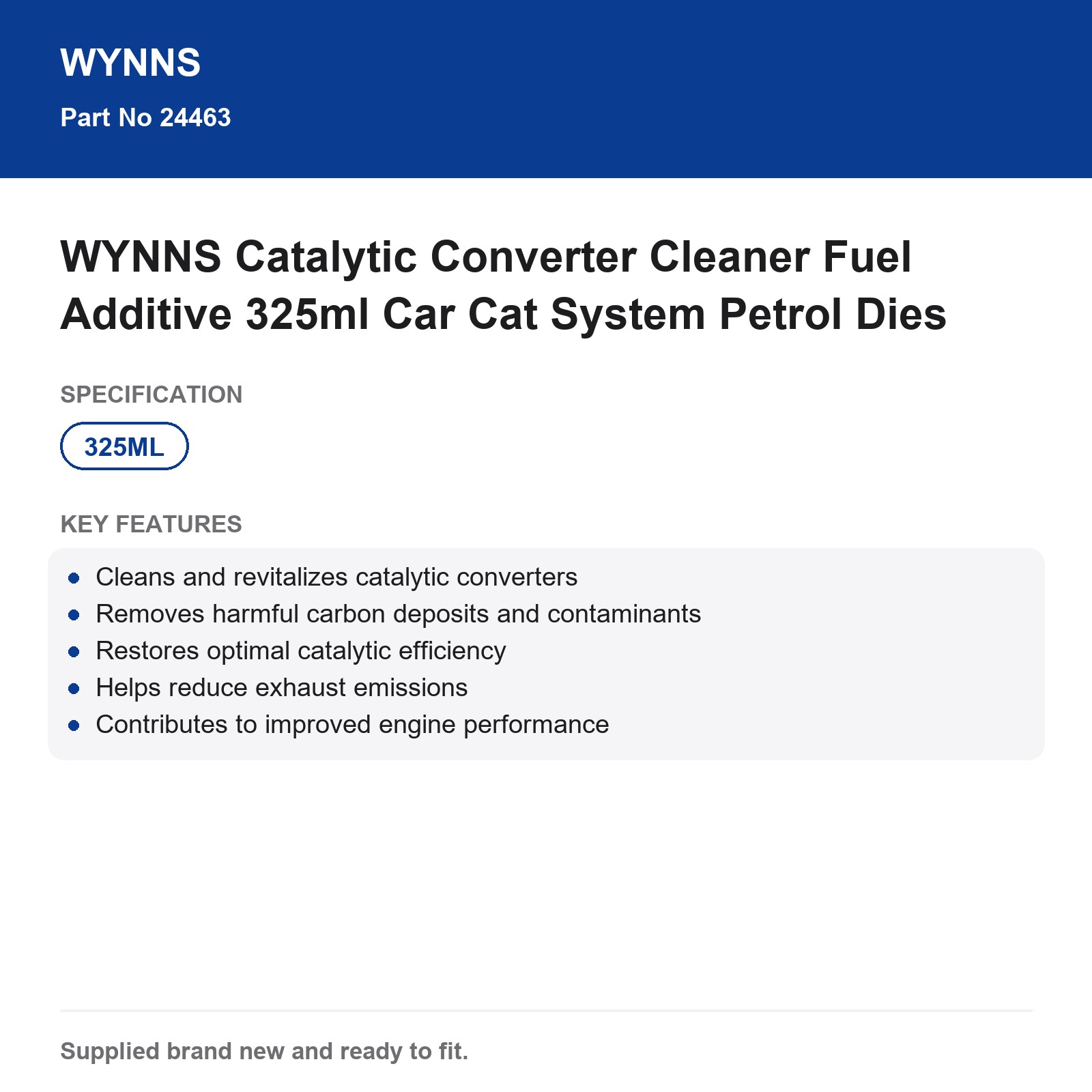 WYNNS Catalytic Converter Cleaner Fuel Additive 325ml Car Petrol Diesel - Image 3