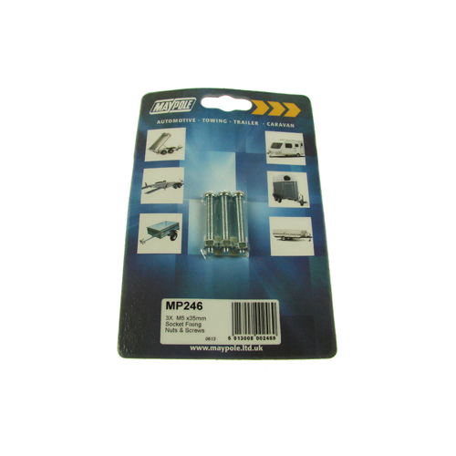 Trailer Towbar Socket Fixings M5x35mm Screws Nuts Maypole 3 Pack