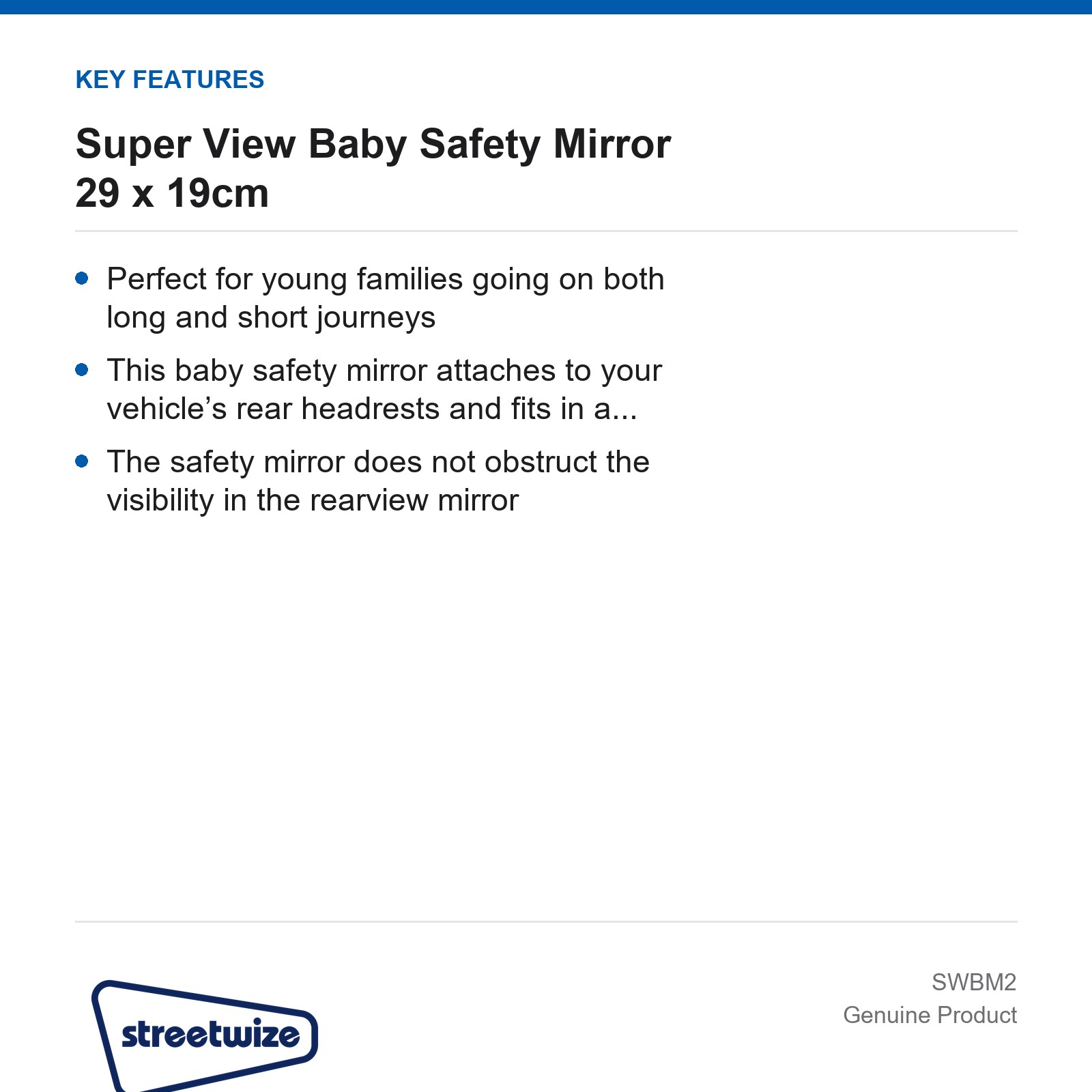 Streetwize Super View Baby Safety Mirror Car 29x19cm - Image 4