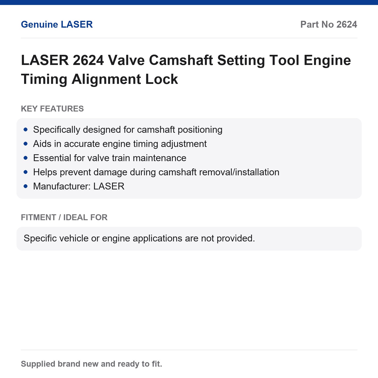 Laser 2624 Valve Camshaft Setting Tool Engine Timing Alignment Lock - Image 2