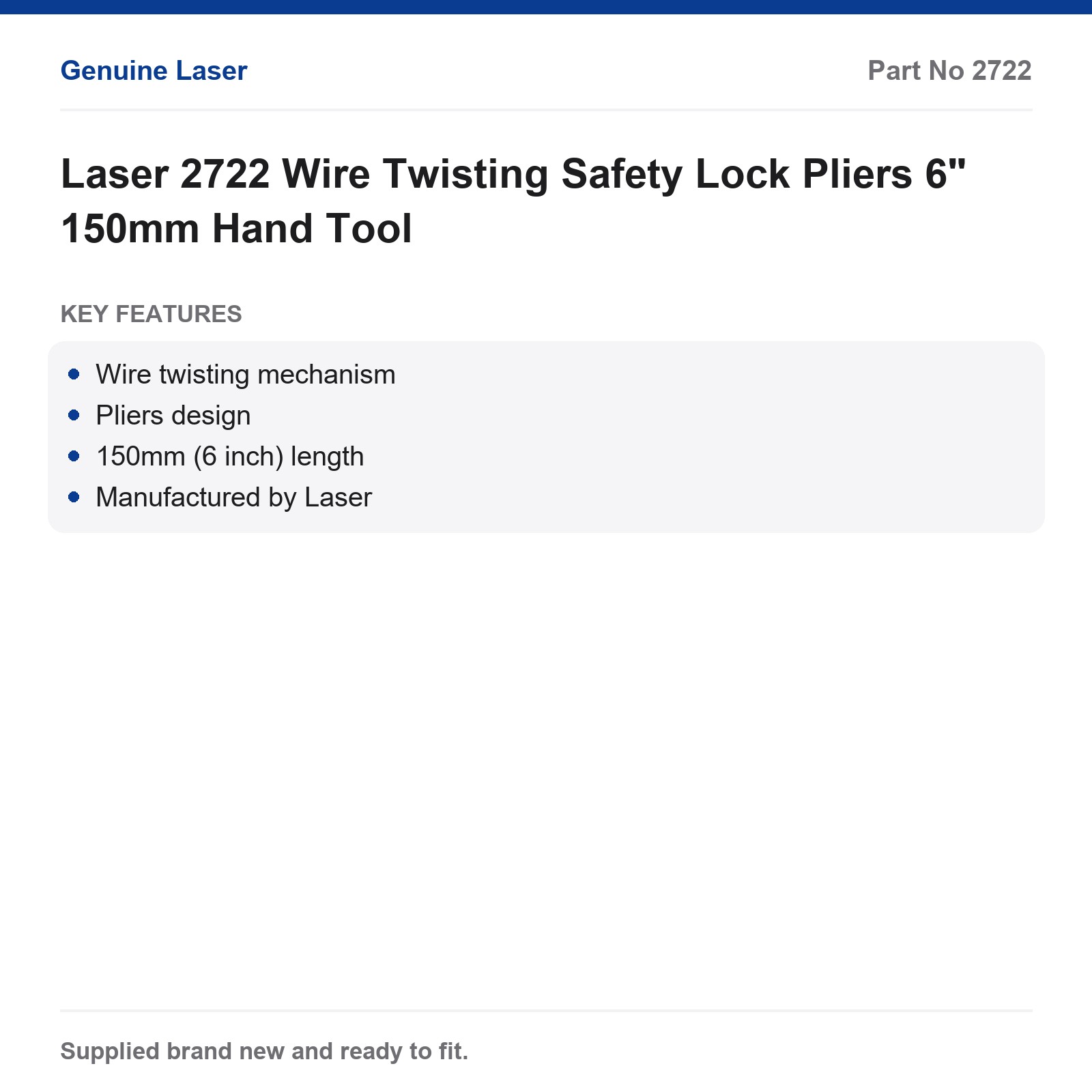 Laser 2722 Wire Twisting Safety Lock Pliers 6" 150mm - Image 5