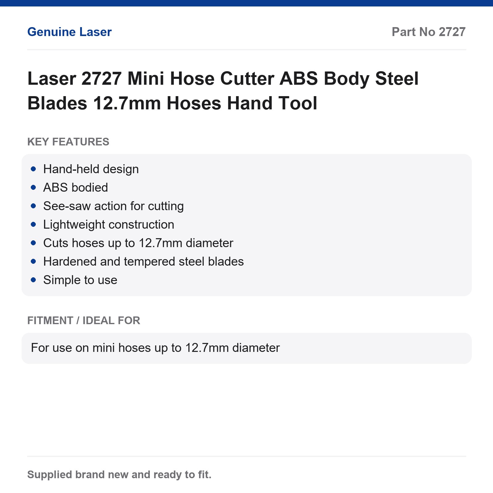 Laser 2727 Mini Hose Cutter 12.7mm Steel Blades ABS Body - Image 3
