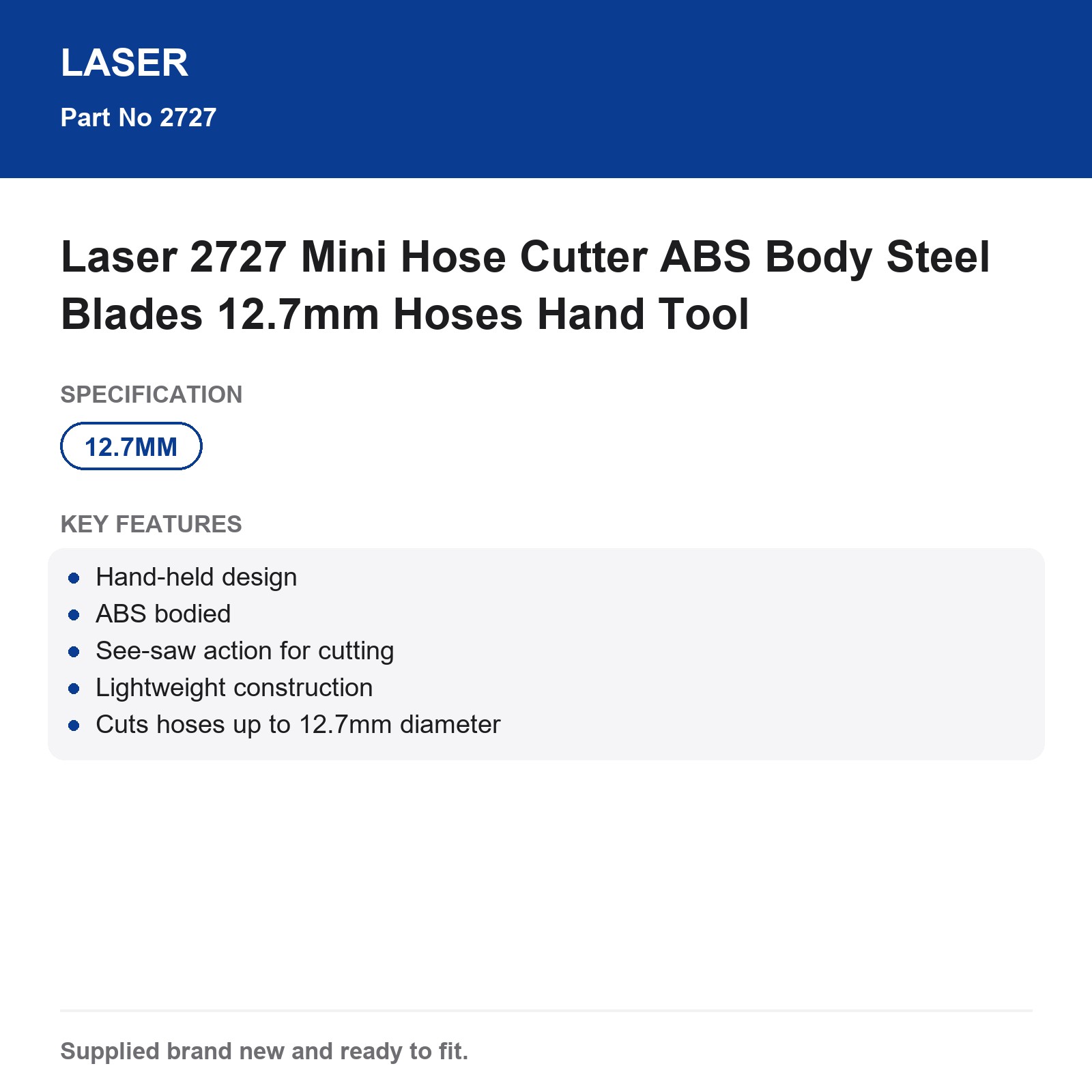 Laser 2727 Mini Hose Cutter 12.7mm Steel Blades ABS Body - Image 4