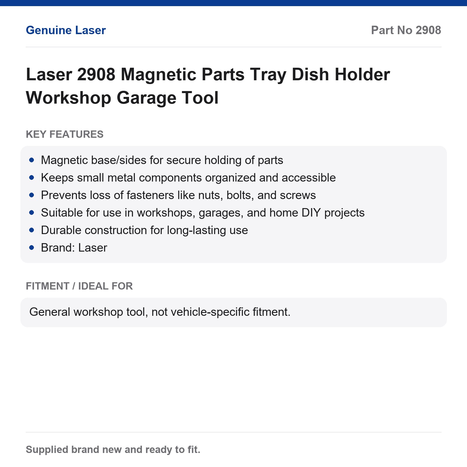 Laser 2908 Magnetic Parts Tray Workshop Garage Tool - Image 3