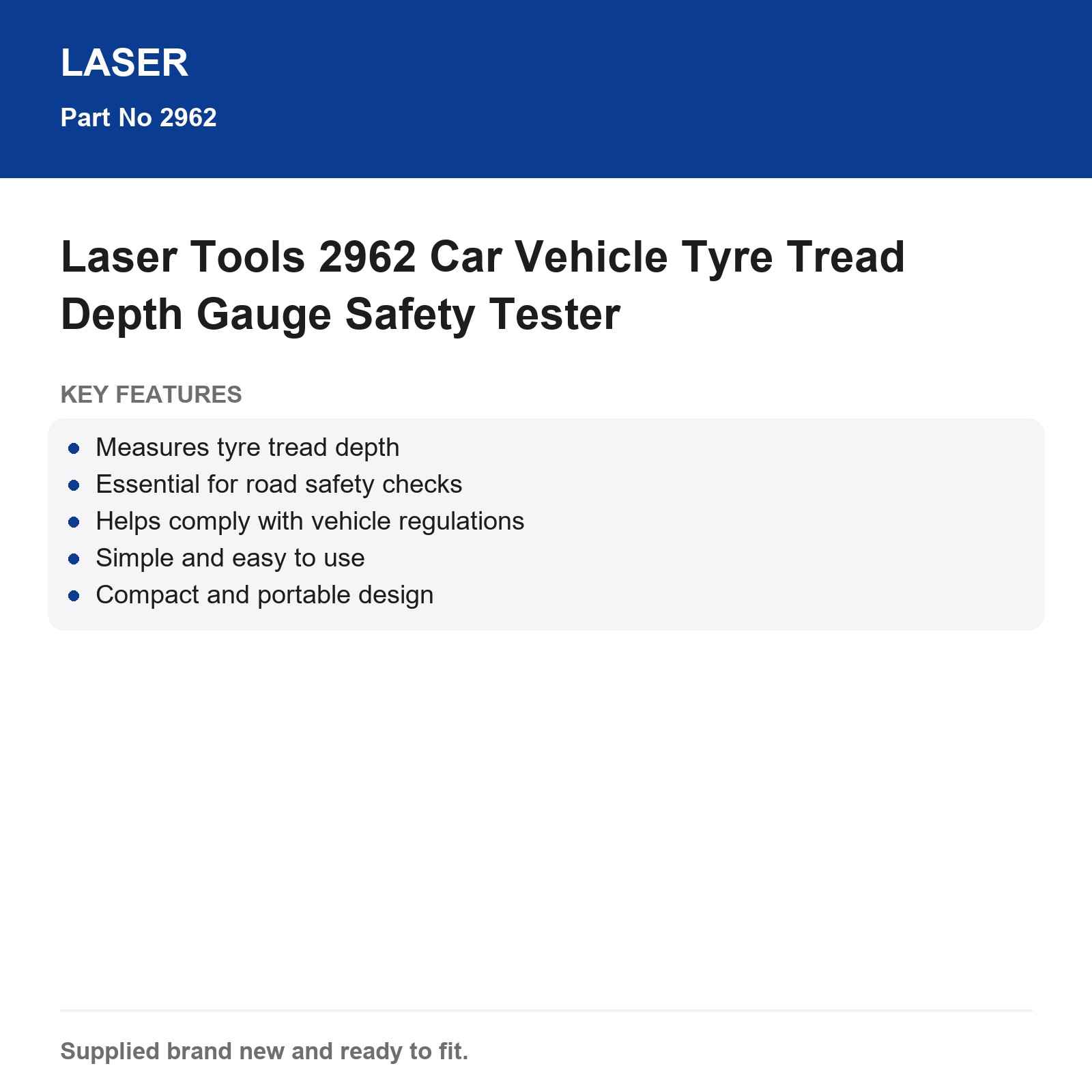 Tyre Tread Depth Gauge Laser Tools 2962 Car Safety Check - Image 3