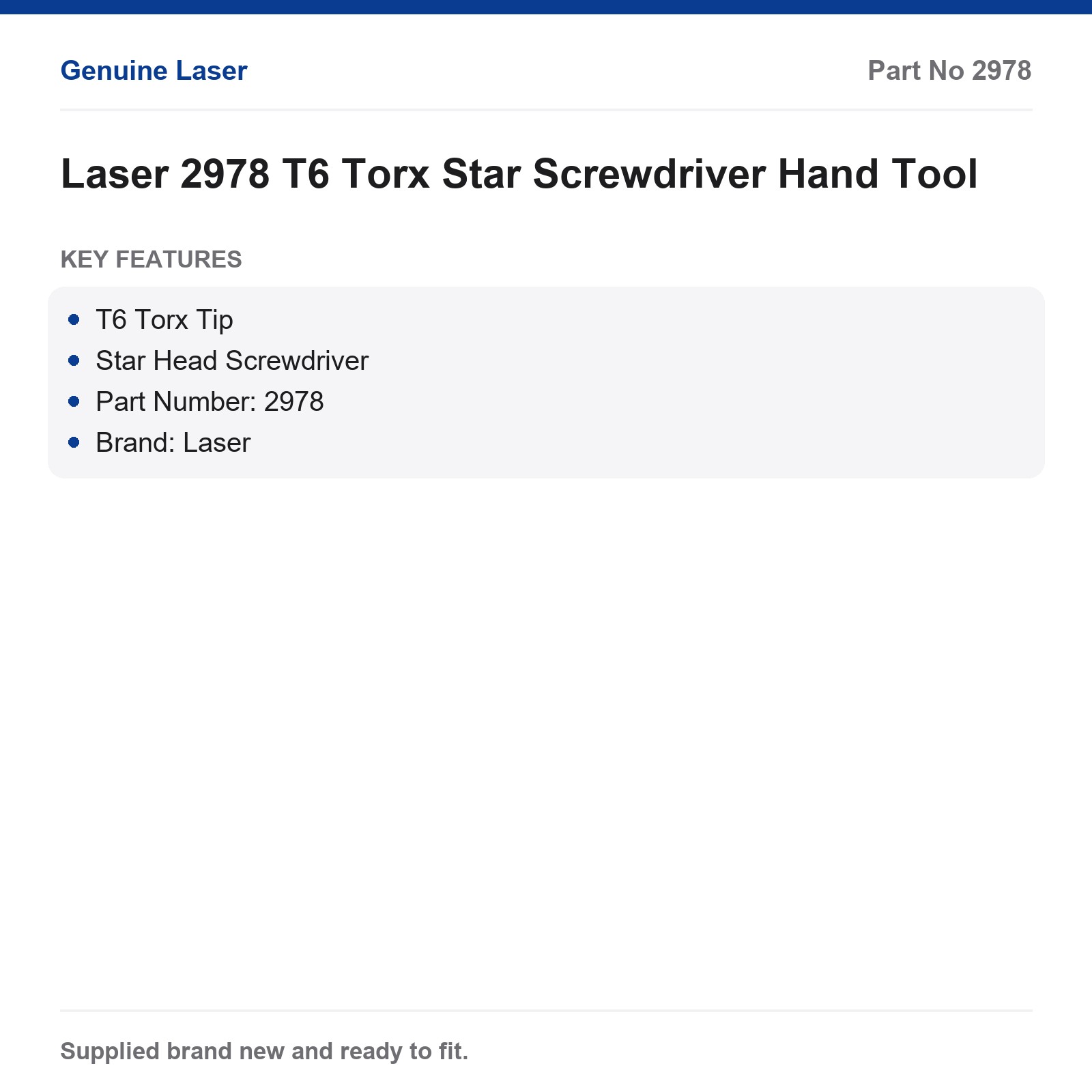 Laser 2978 T6 Torx Star Head Screwdriver Precision Hand Tool - Image 5
