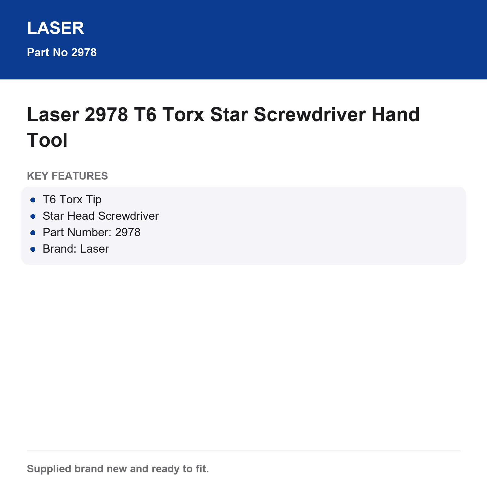 Laser 2978 T6 Torx Star Head Screwdriver Precision Hand Tool - Image 6