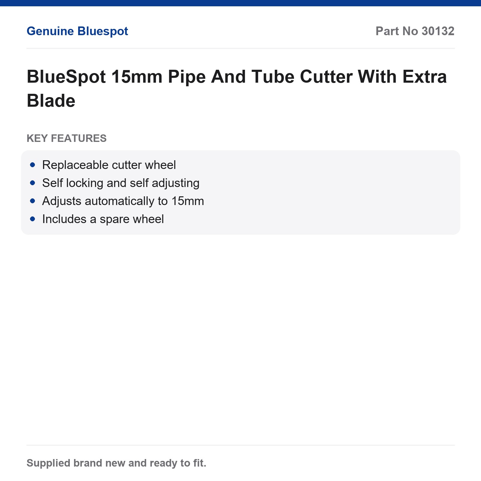 BlueSpot 15mm Pipe Tube Cutter Extra Blade - Image 3