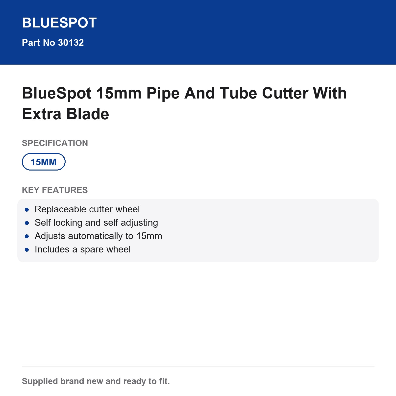 BlueSpot 15mm Pipe Tube Cutter Extra Blade - Image 4