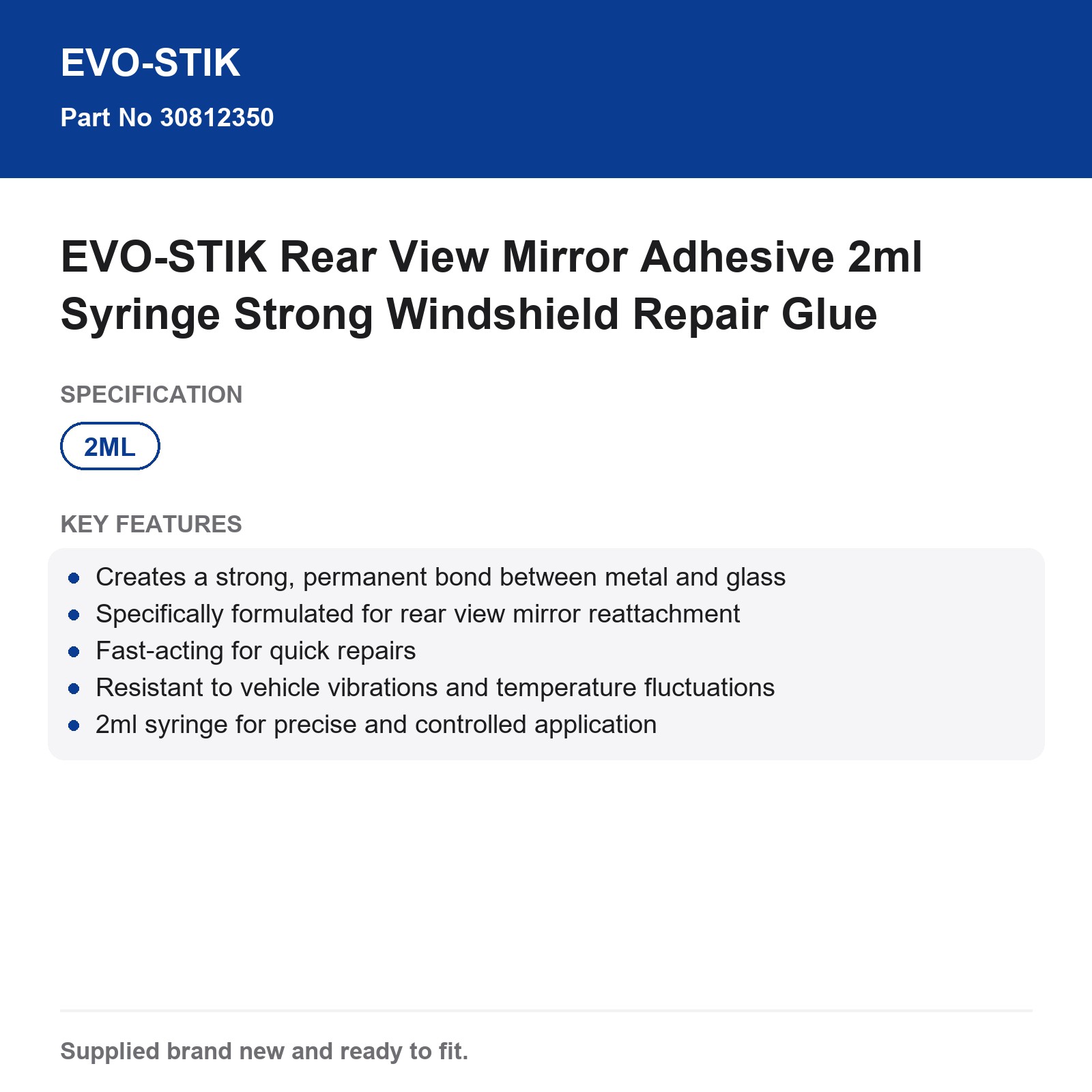 EVO-STIK Rear View Mirror Adhesive 2ml Syringe Strong Windshield Repair Glue - Image 4