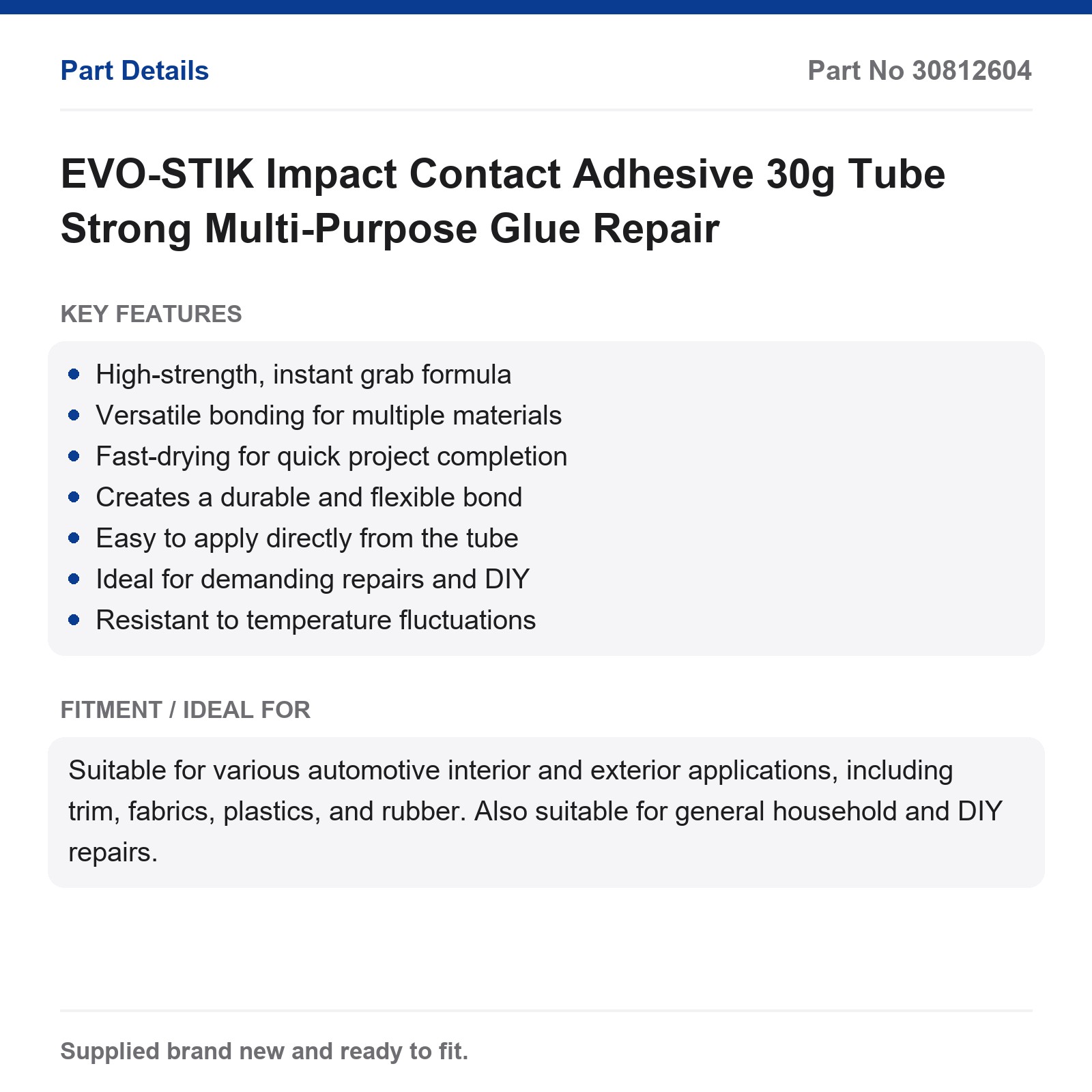 EVO-STIK Impact Contact Adhesive 30g Tube Strong Multi-Purpose Glue Repair - Image 3