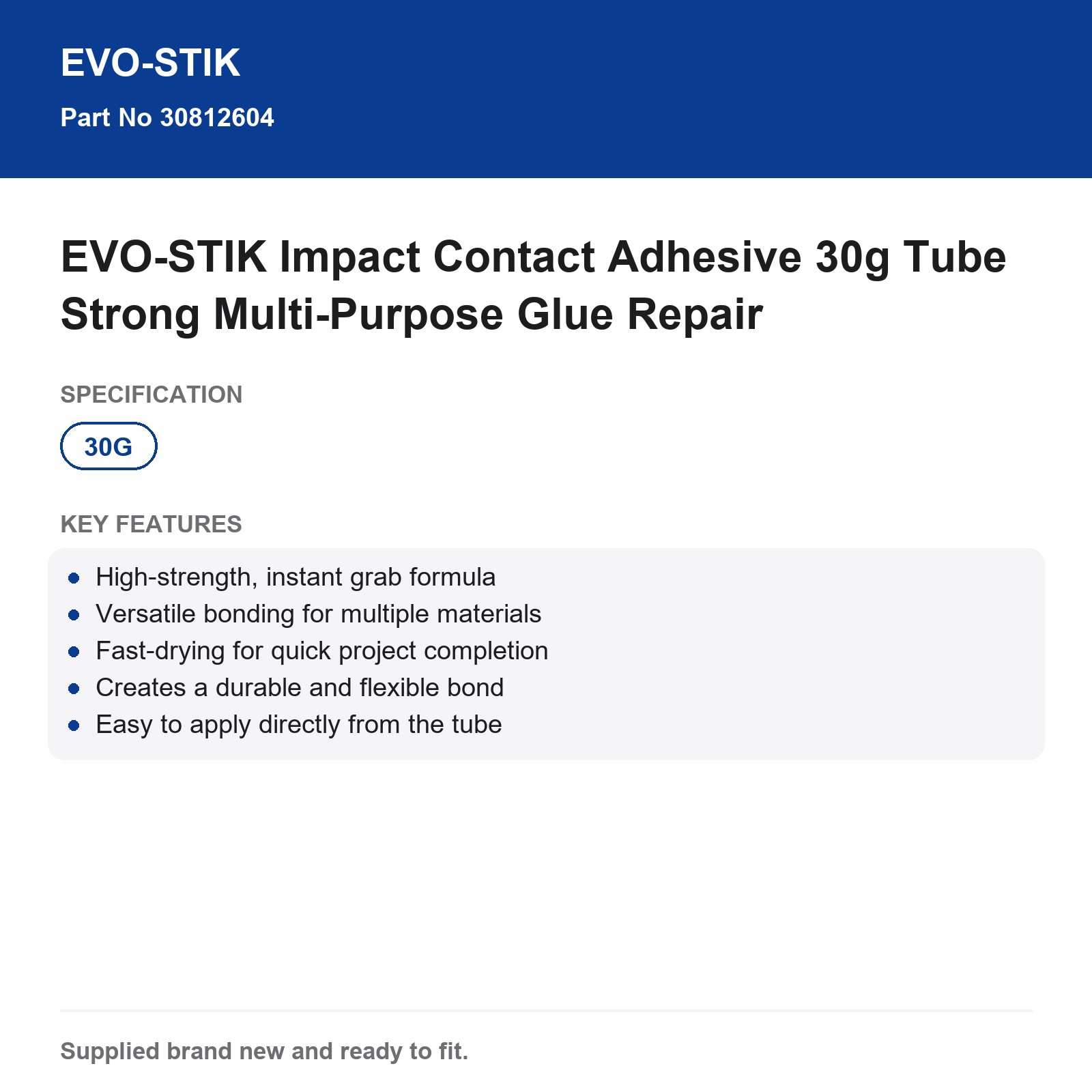 EVO-STIK Impact Contact Adhesive 30g Tube Strong Multi-Purpose Glue Repair - Image 4