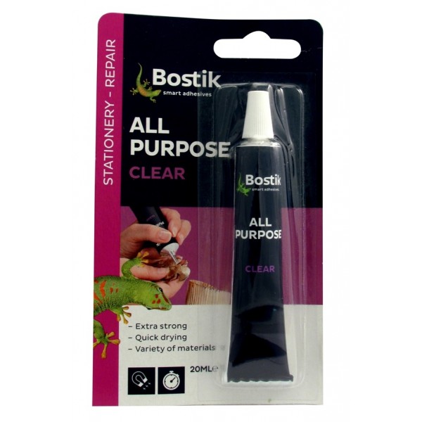 BOSTIK All Purpose Adhesive Glue 20ml Tube Multi-Surface Universal Bond