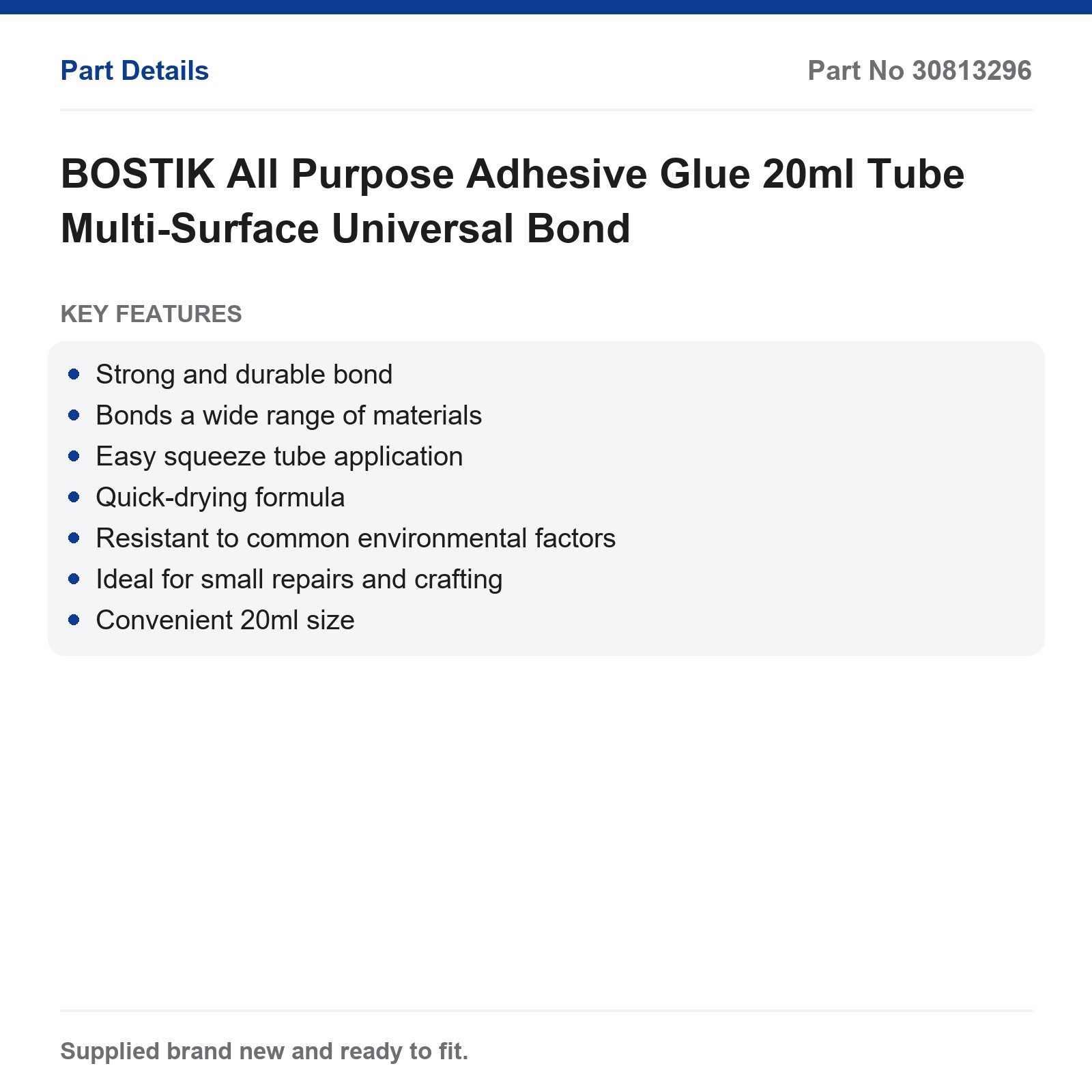 BOSTIK All Purpose Adhesive Glue 20ml Tube Multi-Surface Universal Bond - Image 2