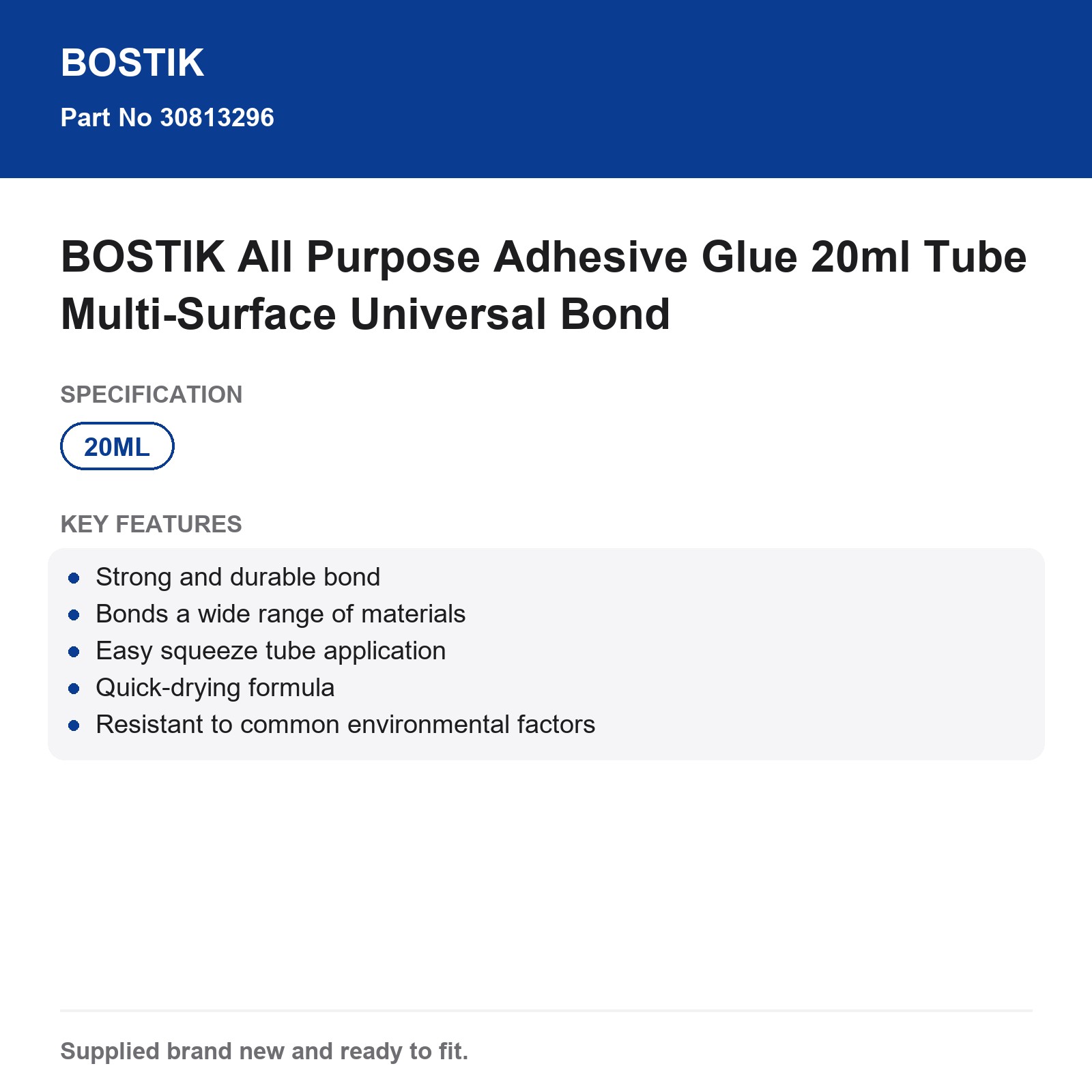 BOSTIK All Purpose Adhesive Glue 20ml Tube Multi-Surface Universal Bond - Image 3