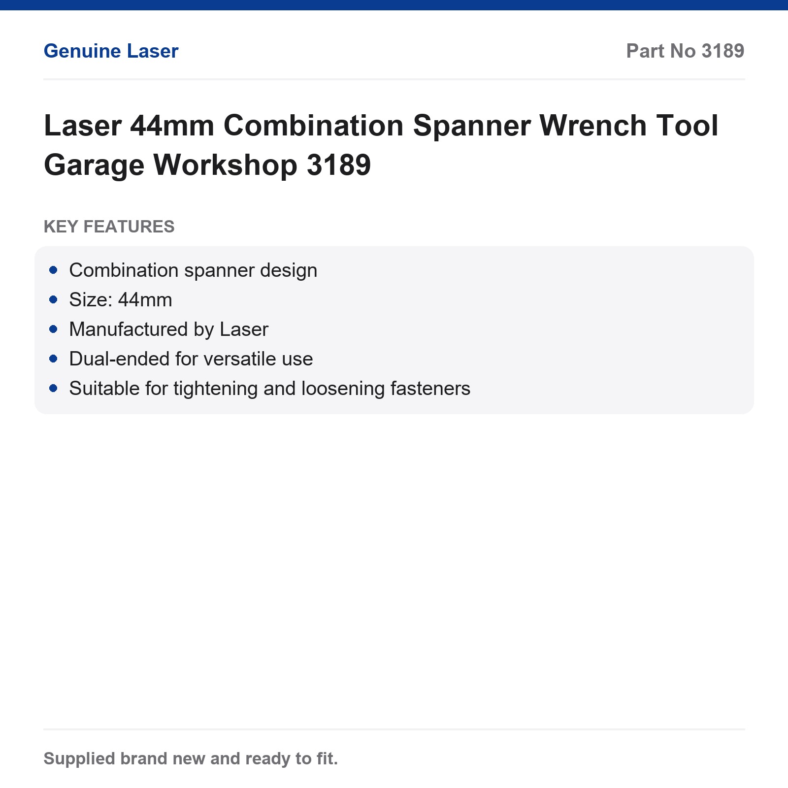 Laser 44mm Combination Spanner Wrench Tool 3189 - Image 3