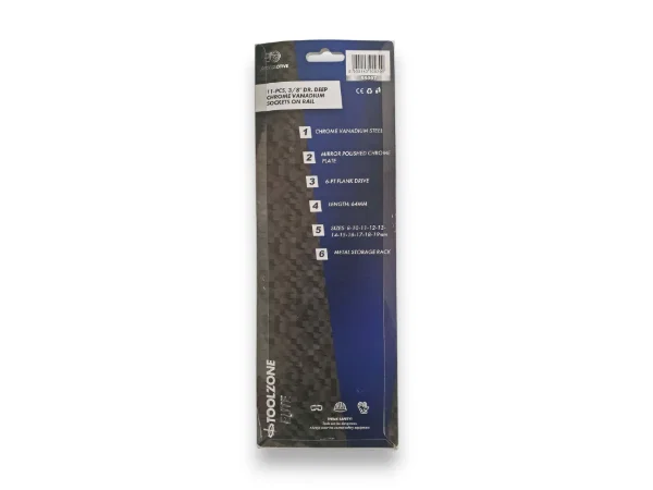 3/8″ Drive Deep Socket Set 11PC Toolzone Chrome Vanadium