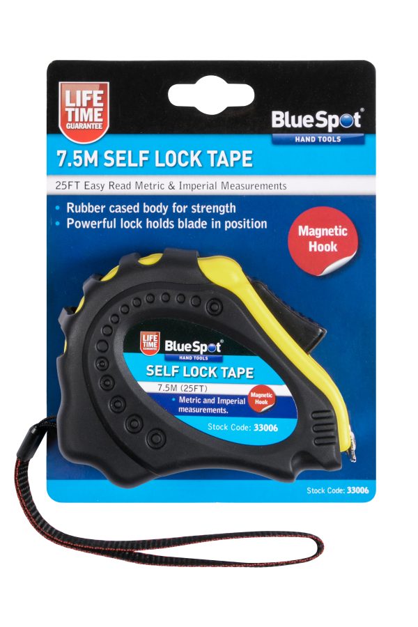 BlueSpot 7.5m 25ft Self-Lock Magnetic Tape Measure Soft Grip