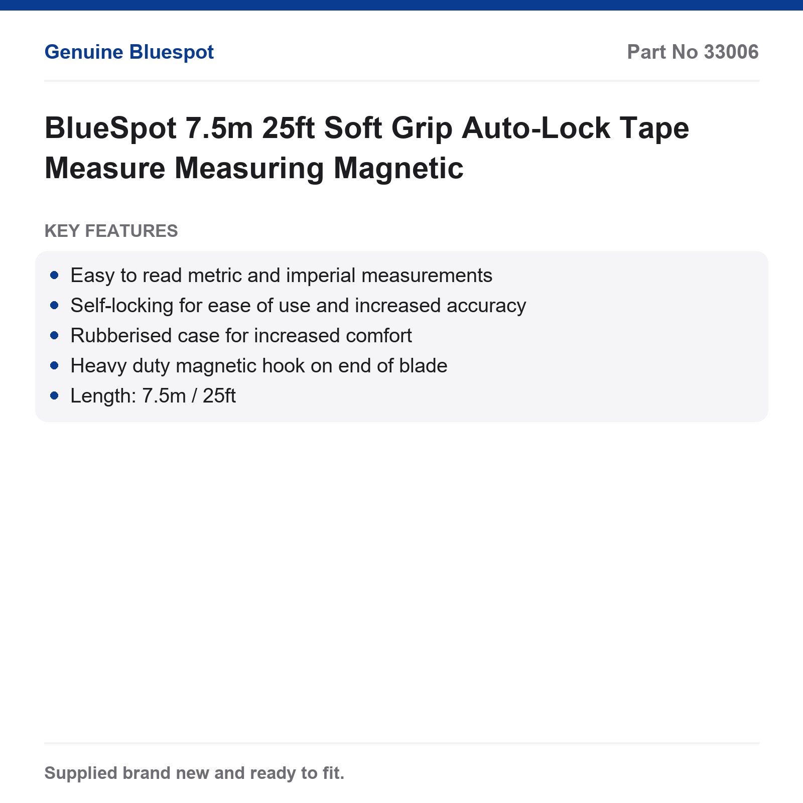BlueSpot 7.5m 25ft Self-Lock Magnetic Tape Measure Soft Grip - Image 4