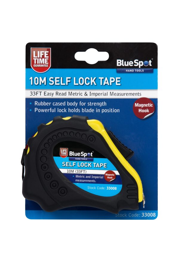 BlueSpot Magnetic Auto-Lock Tape Measure 10m 33ft Soft Grip