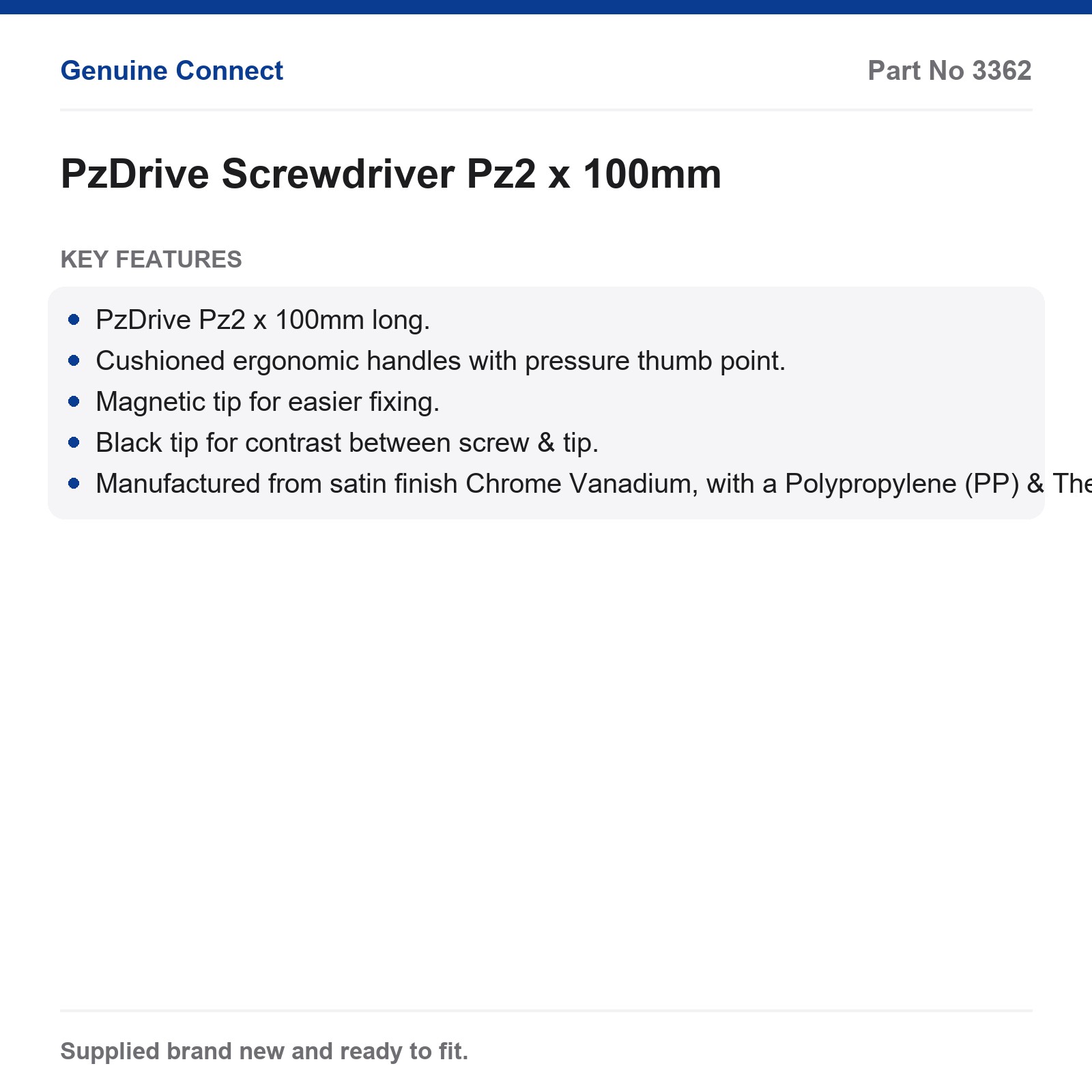 Laser PzDrive Screwdriver Pz2 x 100mm - Image 2