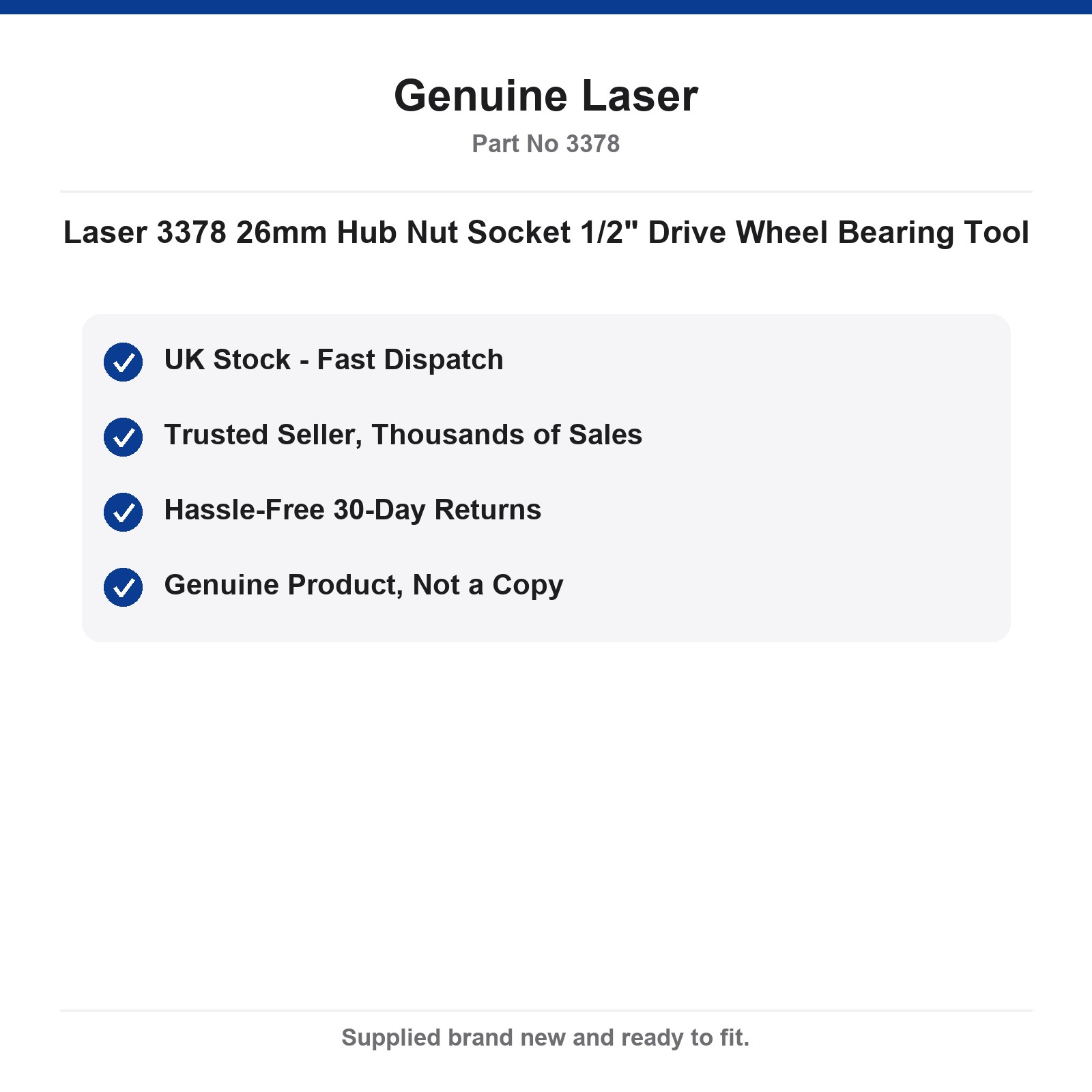 26mm Hub Nut Socket 1/2" Drive Laser 3378 - Image 4