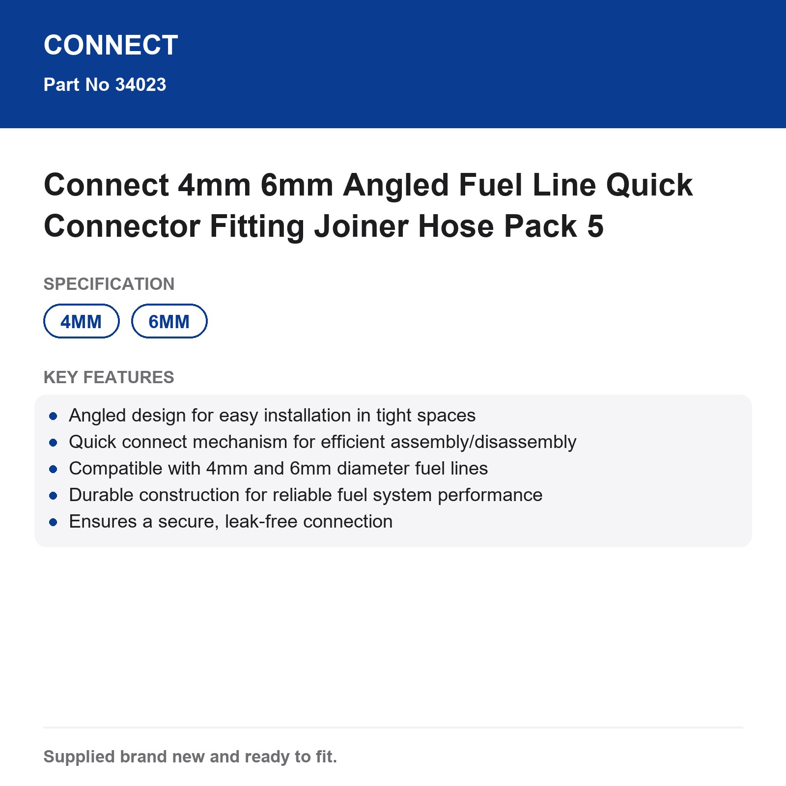 Connect Angled Fuel Line Quick Connector 4mm 6mm Pack 5 - Image 3