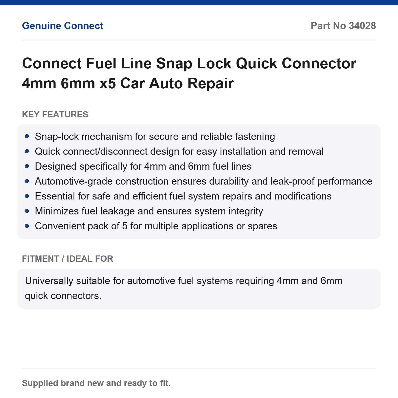 Fuel Line Quick Connector 4mm 6mm Connect Snap Lock x5 Automotive - Image 2
